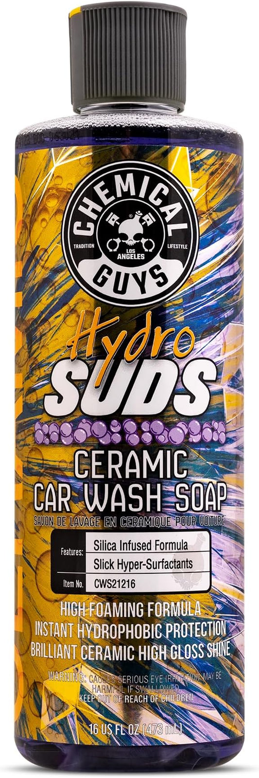 Chemical Guys HydroSuds Ceramic, Shine High Foaming Car Wash Soap - Foam Cannon Soap, Works with Foam Guns or Bucket Washes for Cars, Trucks, Motorcycles, RVs, and More, Berry Scent - 16 oz