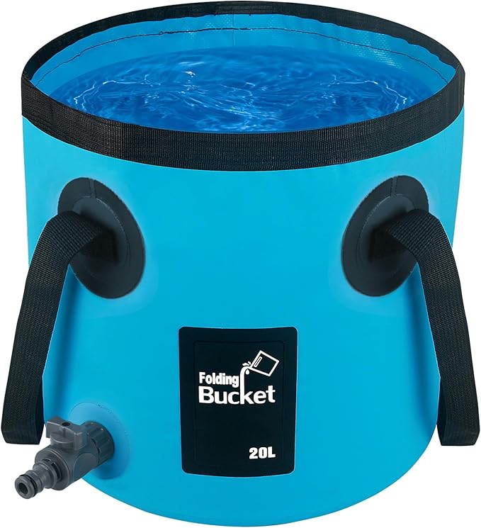Collapsible Mop Bucket with Handle for Cleaning, 16L(4.2 Gallon) Silicone Square Mopping Bucket for Windows Cleaning, Car Wash Bucket with Drain Valve, 5 Gallon Collapsible Bucket for Cleaning