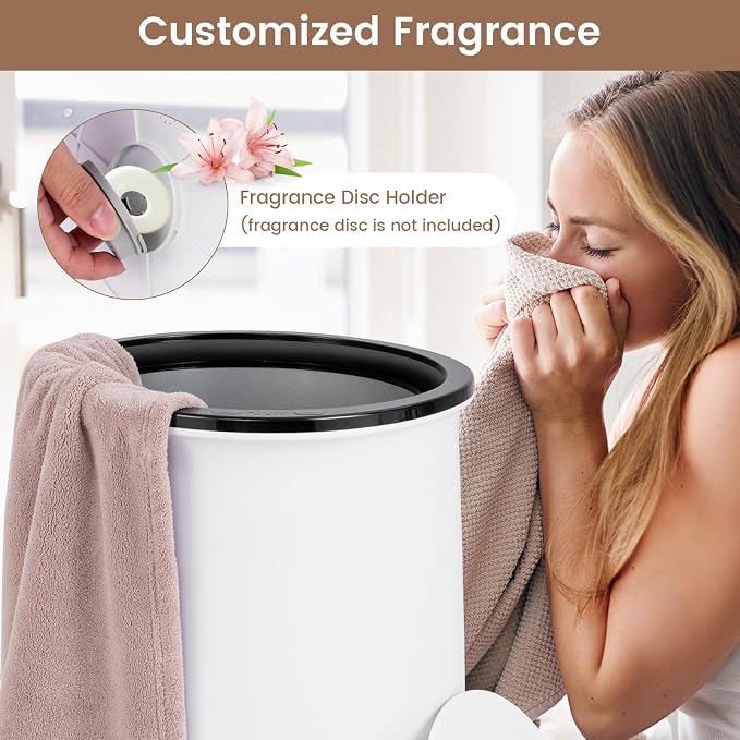 Giantex Towel Warmer Bucket, 23L Large Hot Towel Bucket for Bathroom Spa, Wood Handle, 3 Heating Modes, Adjustable Timer & Auto Shut Off, Fits Up to Two 40" x 70" Oversized Towels, Blankets, Black
