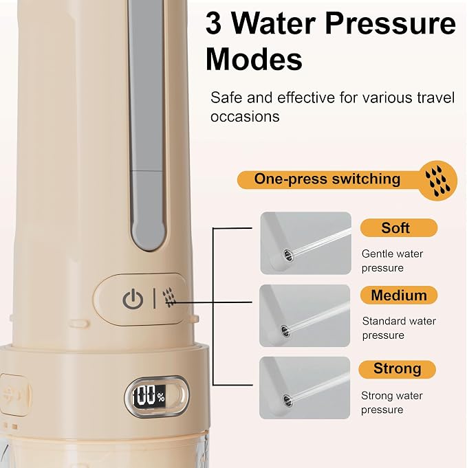 Electric Portable Bidet for Postpartum & Women, Whisper-Quiet Handheld Sprayer with 3 Pressure Modes, 1600mAh USB-C Rechargeable, IPX7 Waterproof (Light Orange)