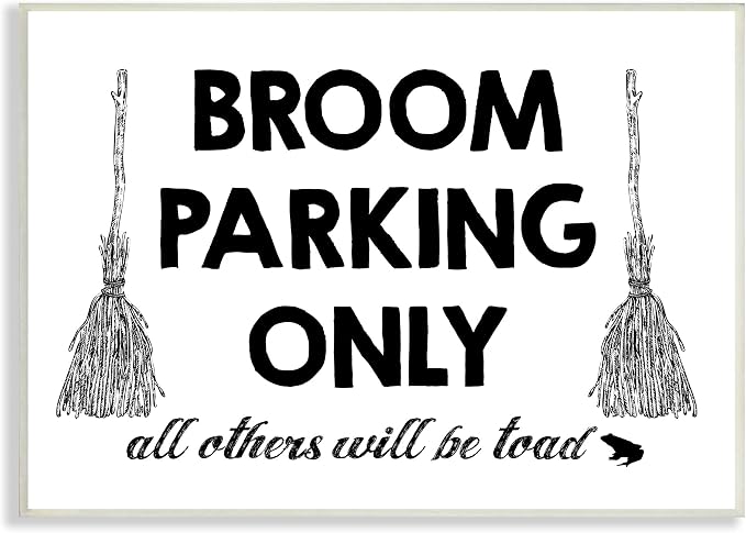 'Broom Parking Witty Halloween Witch Phrase'| Wall Plaque Art | Stupell Industries | 15 x 10 Inches, Easy to Hang and Sturdy, Made in USA, by Lettered and Lined