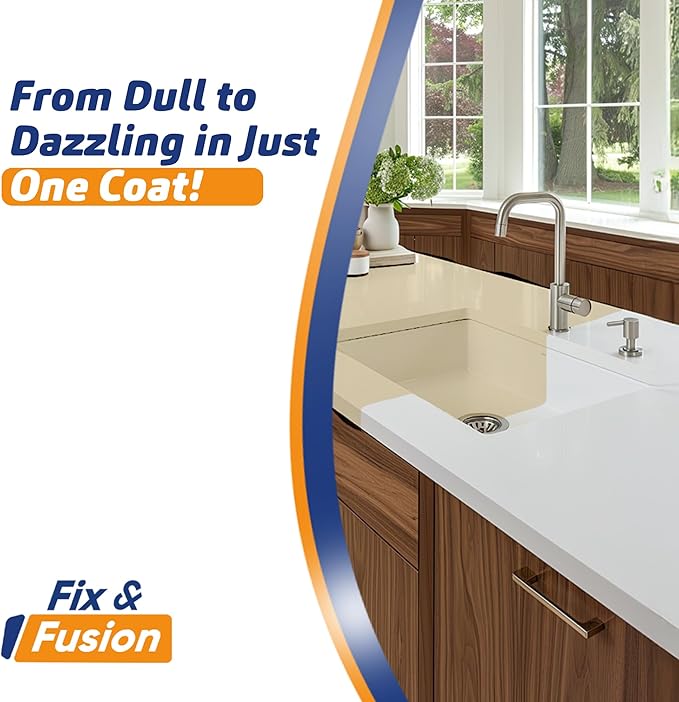Fix & Fusion Bathtub & Tile Spray Paint, Multi-Surface Coating for Bathroom & Kitchen, High Adhesion, Water-Resistant, for Porcelain, Ceramic, Fiberglass, Countertops & More, White 13.5 oz (Pack of 6)