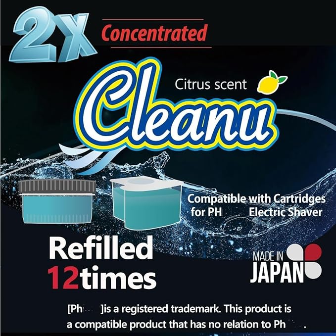 2X Concentrated Shaver Cleaning Solution Refill Compatible with Philips Norelco SmartClean & Quick Clean Pod Systems – Makes Up to 12 Cartridge Refills, 1L (33.8 oz), Made in Japan