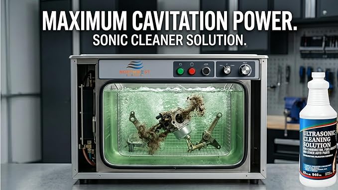 NORTHWEST ENTERPRISES Ultrasonic Cleaner Solution for Carburetors and Engine Parts. Industrial Strength Concentrated Washing Compound for Ultrasonic Machines & Immersion Washers - Makes 11 Gallons!