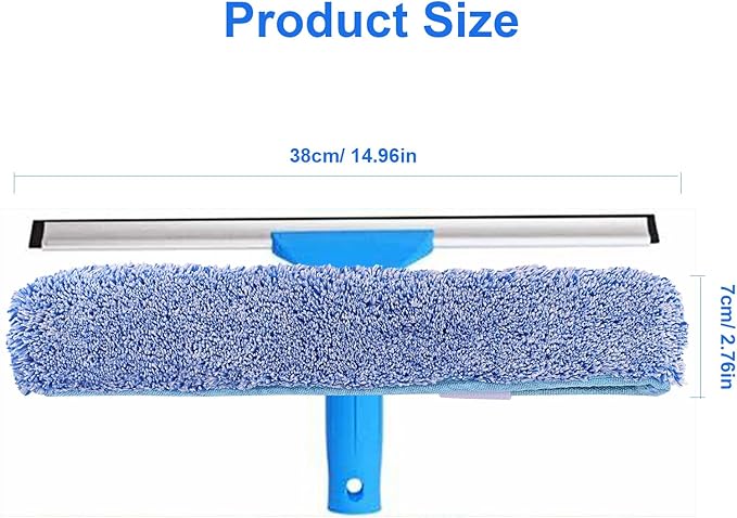 14" Microfiber Window Scrubber Refill - 8 Pack Compatible with MR.SIGA Professional Window Cleaning - Reusable Squeegee Cloth Sleeve