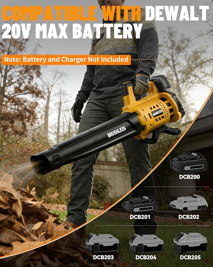 Cordless Leaf Blower for DEWALT 20V MAX Battery, 480 CFM / 130 MPH Brushless Dust Blower, 6-Speed Control with Digital Display, Handheld Electric Blower for Rain Snow Removal, Lawn, Yard (No Battery)