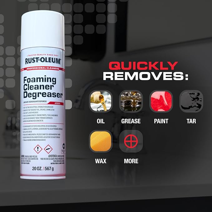 Rust-Oleum Professional Cleaners Foaming Cleaner Degreaser | 20oz Aerosol Can | Professional Strength | 6 Pack