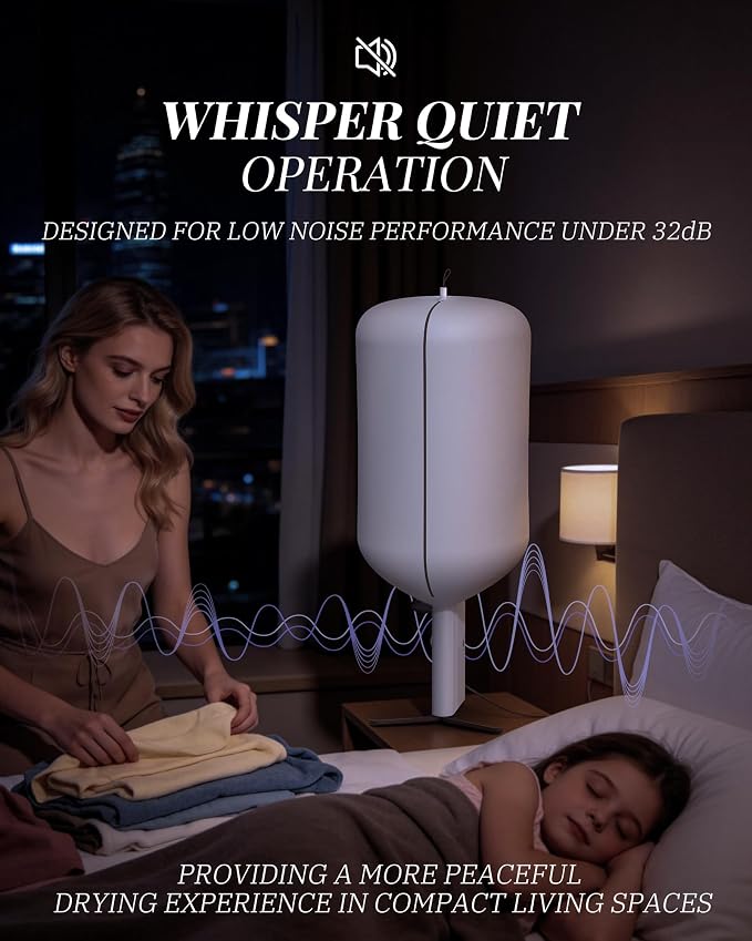 Portable Dryer for Clothes, 3/6/9-Hr Timer, Fragrance Disc, UV Care Light | Mini Compact Foldable Clothes Dryer Machine, Low Noise, Energy Saving, for Laundry Apartment RV Hotel Dorm