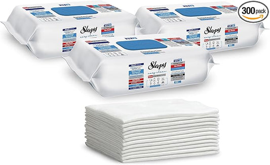 Sleepy Easy Clean XL Heavy Duty Cleaning Wipes (300 Count) – Chlorine-Free Bleach & Vinegar Formula – Large 8"x8" Multi Surface Scrubbing Wipes for Bathroom, Grout, Tile, Glass, Carpet Spots & Stain
