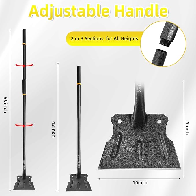 Garden Flat Shovel & Weed Scraper,59" Floor Scraper Long Handle Heavy Duty Multifunctional Cleaning Shovel for Weeding, Ice, Snow, Mud and Lawn Edging