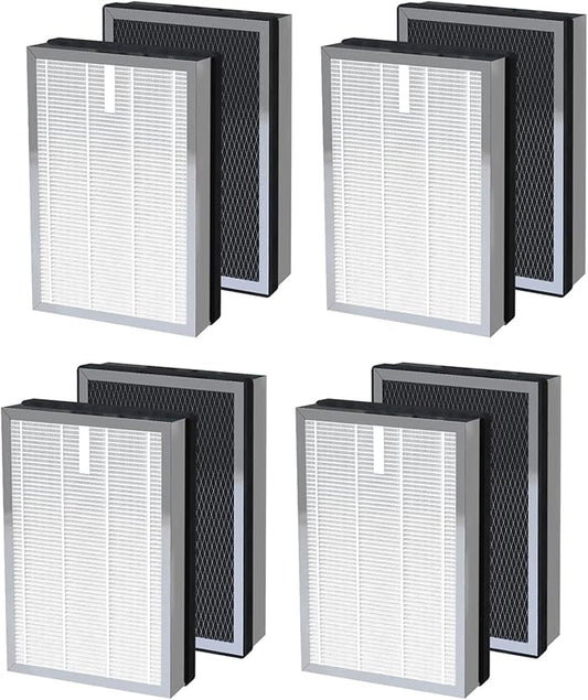 Replacement Filters Compatible with 25 B1/S1/W1 Air Purifier, 8 Pack, 3-in-1 True Hepa and Activated Carbon Filter