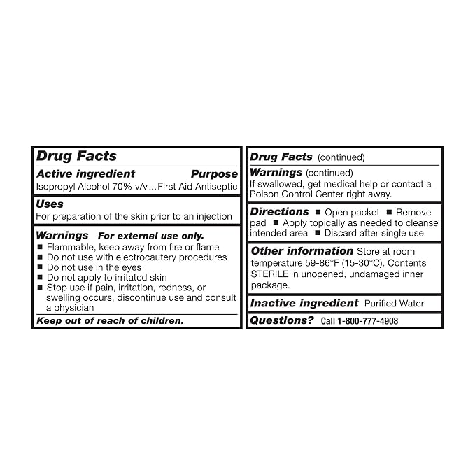 McKesson Alcohol Prep Pads, (400 Count) - Sterile, Individually Wrapped Wipes, 70% Isopropyl Alcohol, Medium Size, 2-Ply, Medical Grade, First Aid, 1 Box