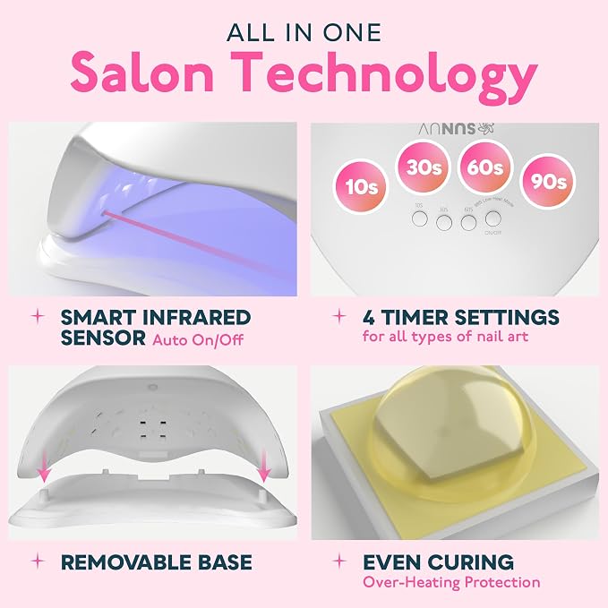 SUNUV UV LED Nail Lamp, UV LED Nail Polish Dryer Professional Gel Machine for Manicure and Pedicure with Sensor and 4 Timers SUN5Plus