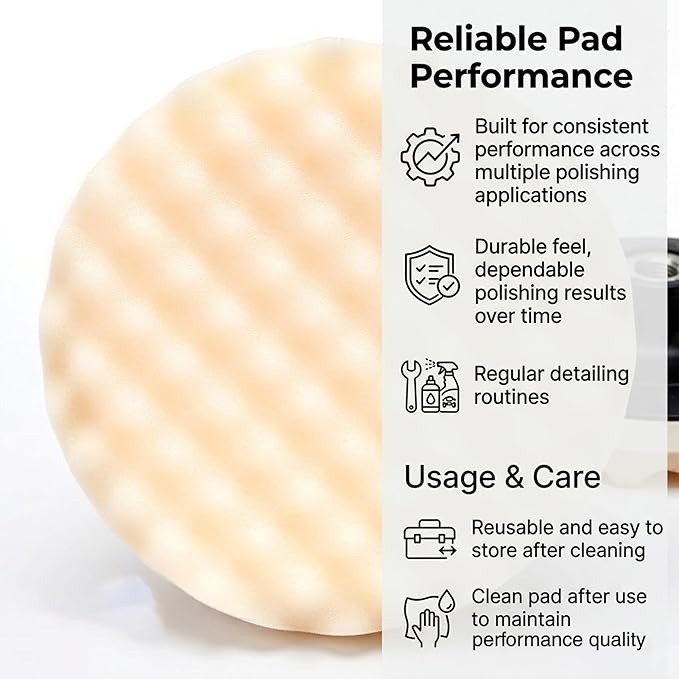 GASHINA STORY 3-M-05737-Perfect-It Foam Buffing Pad 8 Inch 1pc - Single Sided Hook & Loop for Car Polishing - Compatible with Dual-Action & Rotary Polishers - Washable & Reusable for Showroom Shine