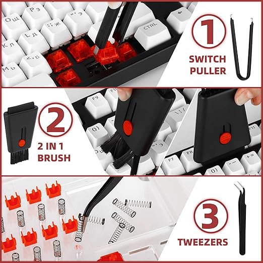 YIMAGUJRX 32 Switches Acrylic Lube Station,Keyboard Lube Kit,Switch Opener,Switch Lube,Switch Puller,Keycap Puller,Switch Lube Tool for Custom Mechanical Keyboard (12Pcs)