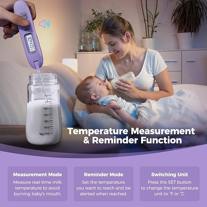 Electric Bottle Brush Cleaner,Rechargable Electric Baby Bottle Brush Cleaner with Thermometer,Silicone Bottle/Nipple/Straw Brush,Drying Rack,Travel Bottle Cleaner Kit for New Moms (Violet)