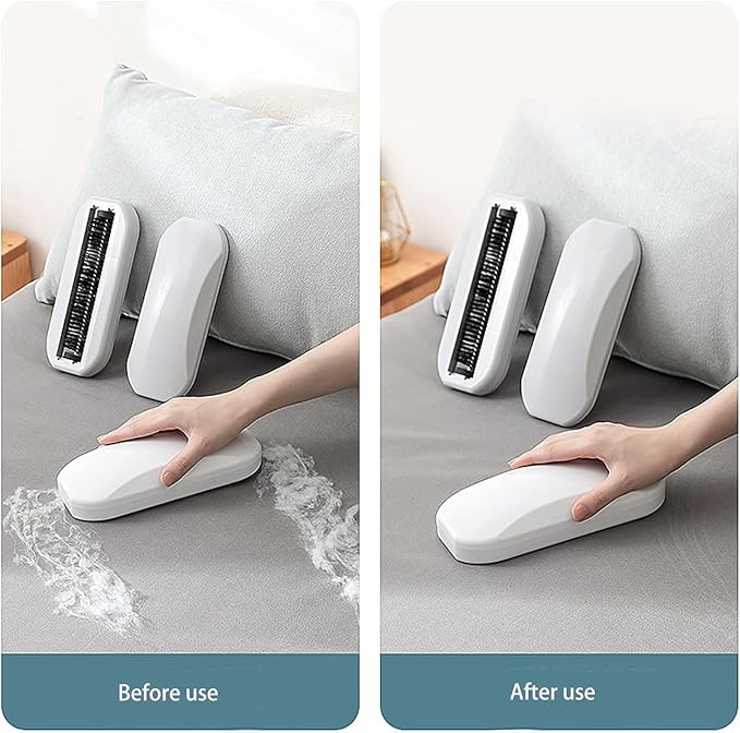 Multi - Functional Table Crumb Sweeper, Handy Rolling Bed Sweeping Brush, Handheld Crumb Sweeper, Soft Bristles Debris Collector for Table, Mat, Bed Sheets, Sofas, Clothes Cleaning Brush (White)