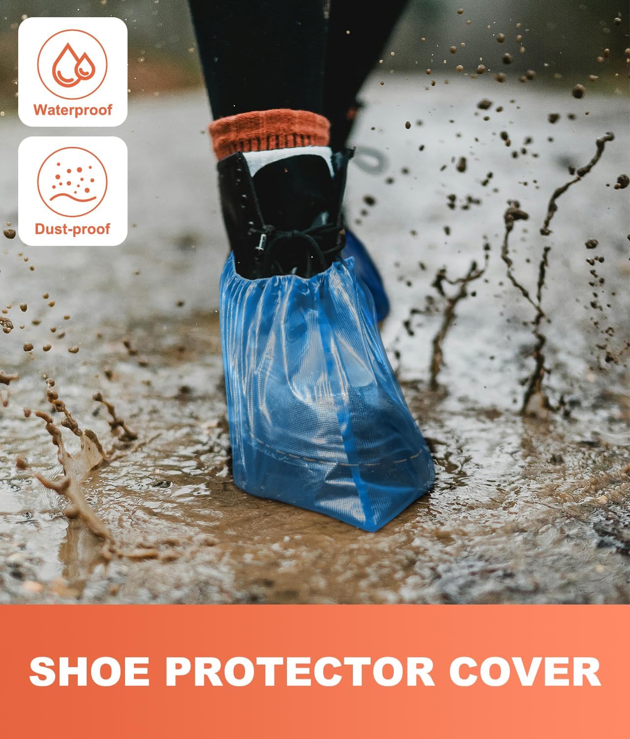 Shoe Covers Disposable – 140 Pack (70 Pairs), Roll-Pack CPE Boot Covers, Waterproof, Stretchable, Fits Up to Men’s 10 / Women’s 12, Ideal for Indoor & Outdoor Use, Easy Storage – Blue