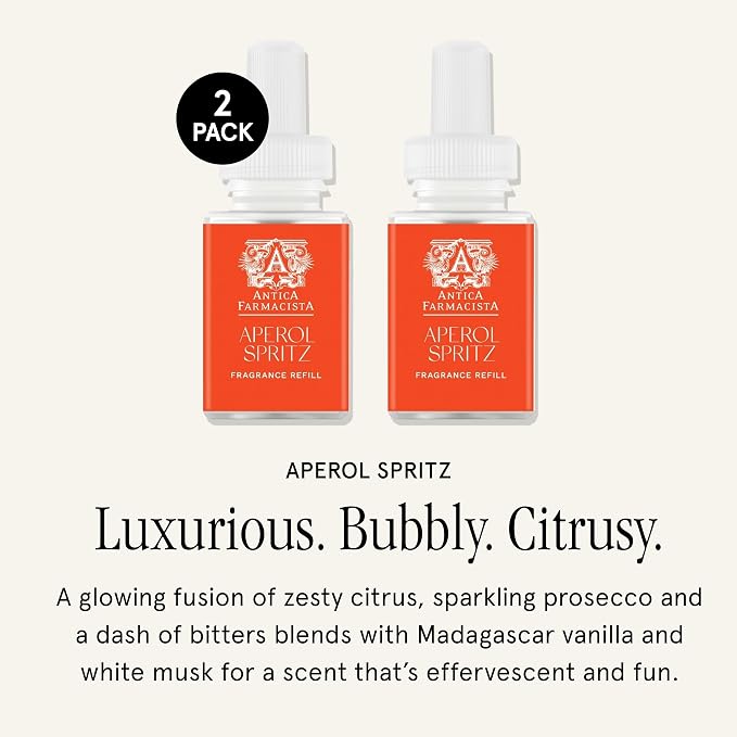 Pura & Antica Farmacista Home Scent Refill - Smart Home Air Diffuser - Up to 120-Hours of Luxury Fragrance per Refill - Household Essential - Safe Diffuser Fragrance - 2 Pack, Aperol Spritz