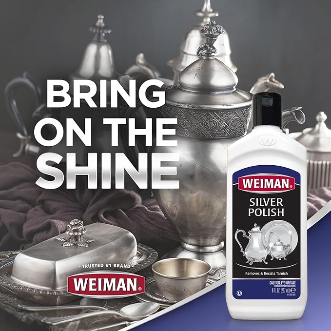 Weiman Silver Cream Cleaner 3-in-1, Anti-Tarnish Technology, Safely Clean, Polish, Shine & Restore, Removes & Prevent Tarnish, 8 Oz (Pack of 2)