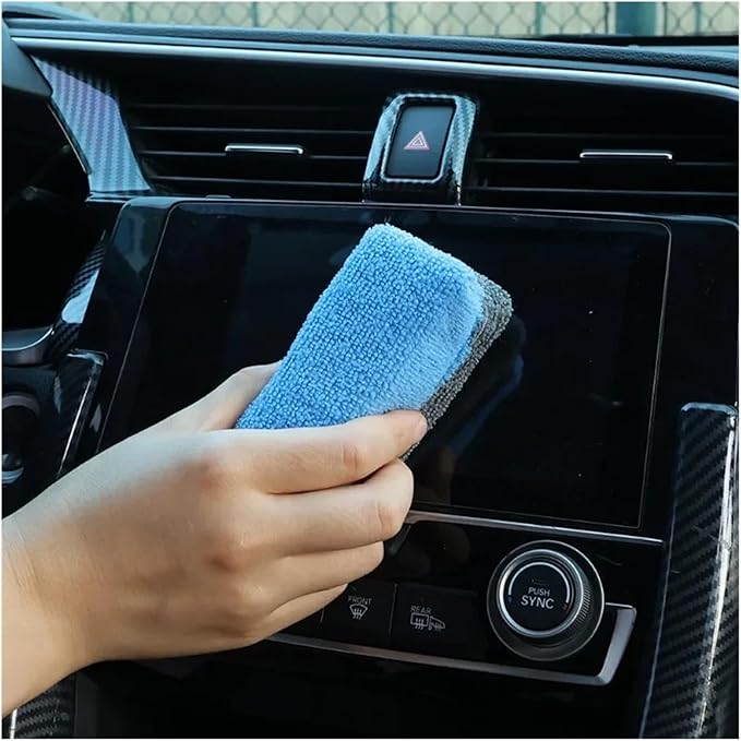 Microfiber Car Wash Sponge Wax Applicator Pads Car Paint Care Polishing Pads Polishing Sponges Auto Detailing Sponge Eraser(1Pcs Blue Gray)