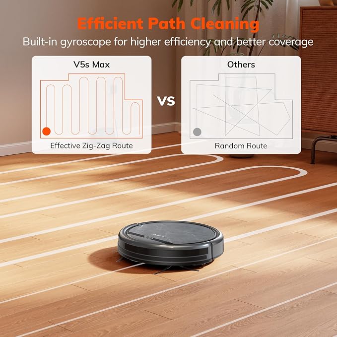 ILIFE V5s Max Robot Vacuum, 4000Pa Max Suction Power, 2.4G WiFi/App/Alexa/Remote Control, Self-Charging Robotic Vacuum Cleaner, for Hard Floors Carpets and Pet Hair