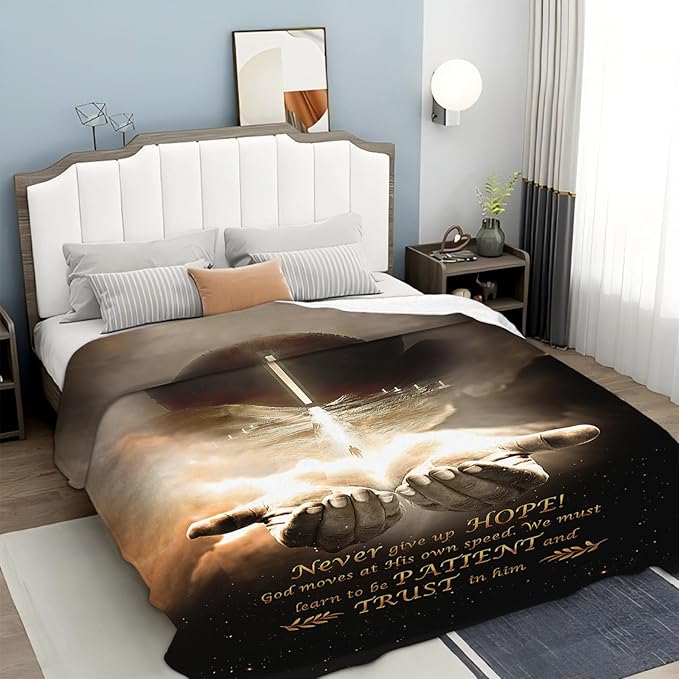 Tijuboni Christian Throw Blanket God Religious Gifts for Women Men Girls Boys Kids Adults Soft Flannel Fleece Blanket for Couch Sofa Bed Home Decor 50"x60"