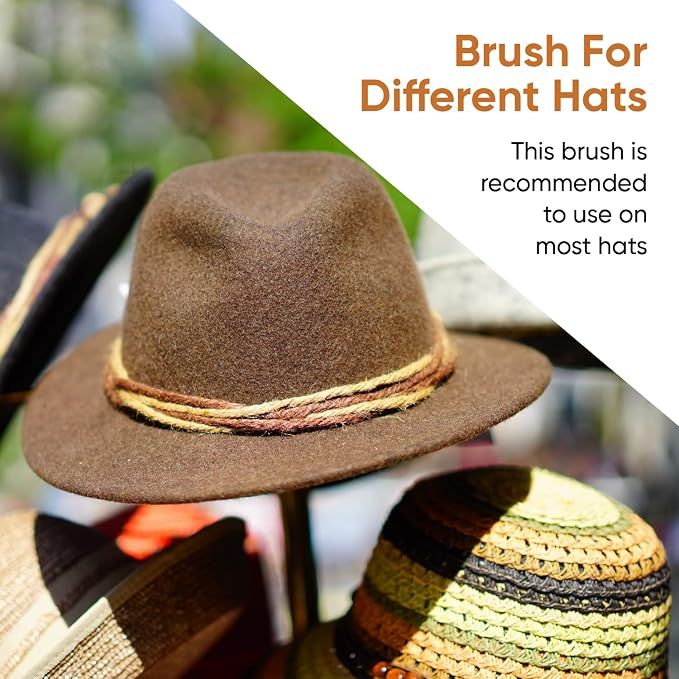 Hat Brush Horsehair Felt Hat Cleaner, Horse Hair Brush for Baseball Cap, Cowboy Hats, Shoes, and Clothes Brush, Soft Bristles Wooden Cleaning Brush, Durable Dust and Lint Remover, 2 Pack - Superio
