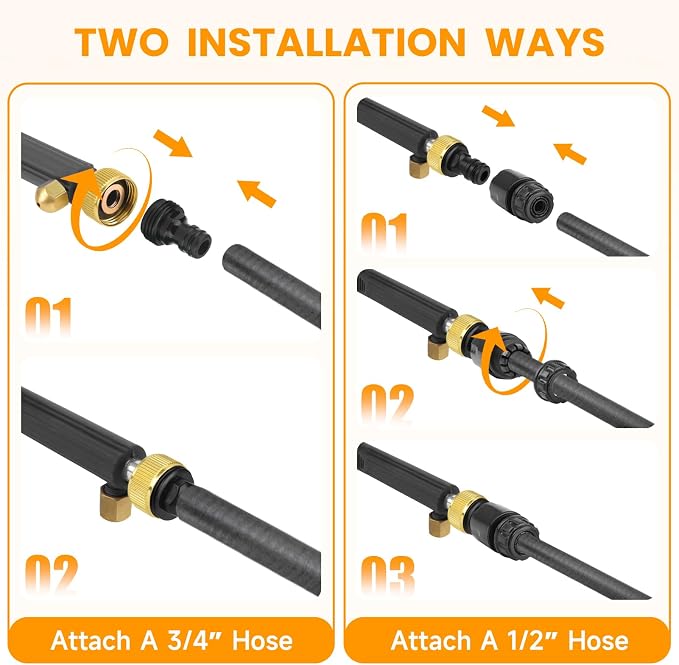 Jet Nozzle for Garden Hose, High Pressure Washer Hose Nozzle, Power Washer Wand with 2 Different Nozzles and Hose Quick Connectors for Car Washing, Garden Cleaning, Patio (Black)