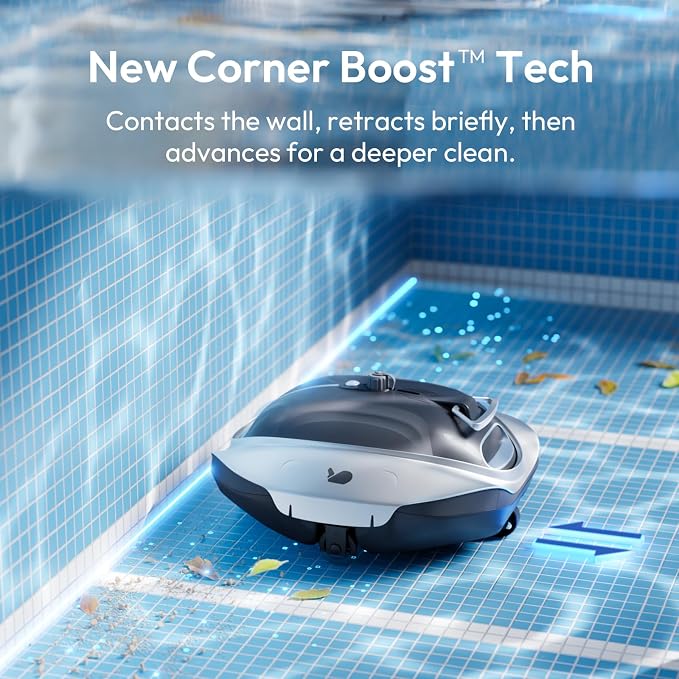 (2026 New) BUBLUE Bubot 300P Pool Vacuum for Above Ground Pool, Robotic Pool Cleaner with Powerful Suction, DirtLock Tech 2.0, LED Indicator, Self-Parking, Dual Filters, Up to 850 Sq.Ft, Snow