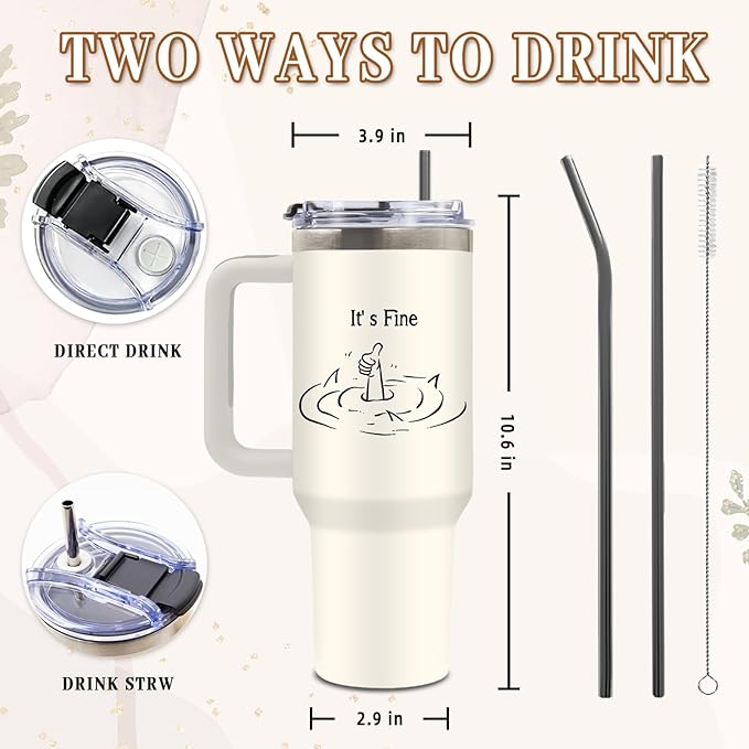 DUUV Motivational Gifts for Women Men, Funny Saying Tumbler 40 Oz with Handle Lid and Straws, Funny Coworker Gifts for Work Office, Inspirational Gift for Birthday Christmas, 1PCS