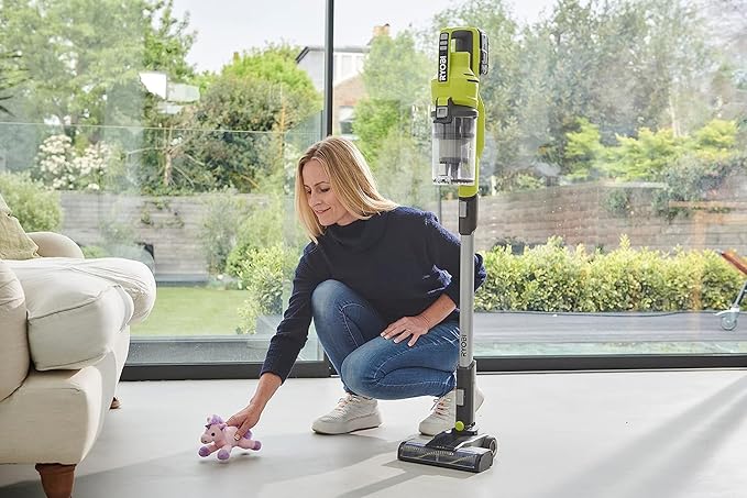 RYOBI 18 V ONE+ RSV18-0 Cordless Floor Vacuum Cleaner (30 AirWatt Suction Power, 820 l/min Airflow, 24 cm Wide Floor Nozzle, without Battery and Charger), Green