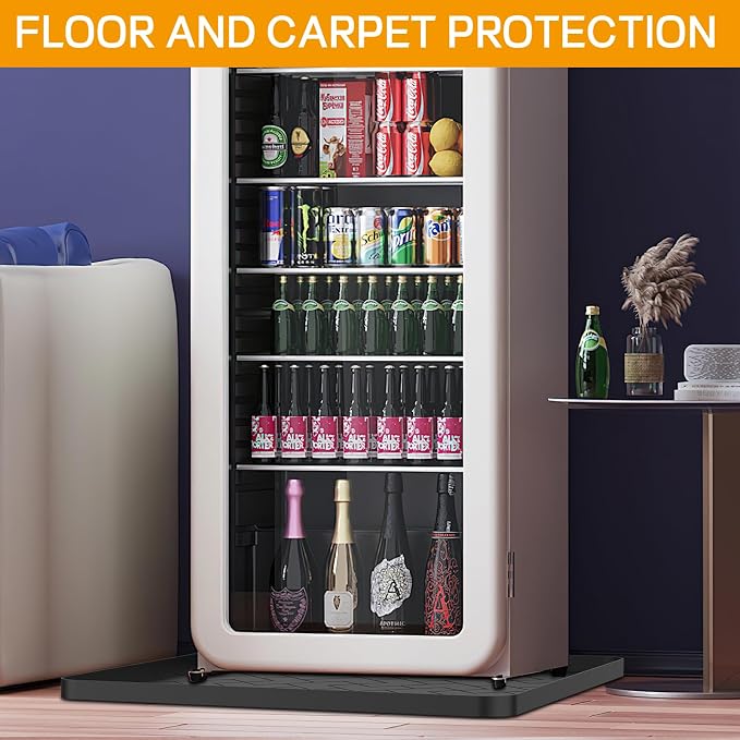 Mini Fridge Silicone Mat,19.7''x19.7''x0.5''-Fridge Drip Tray Concave and convex design is leak-Proof and Non-Slip Perfectly Compatible with Washer, Dryer, Wine Cooler, Dishwasher ect. (Black)