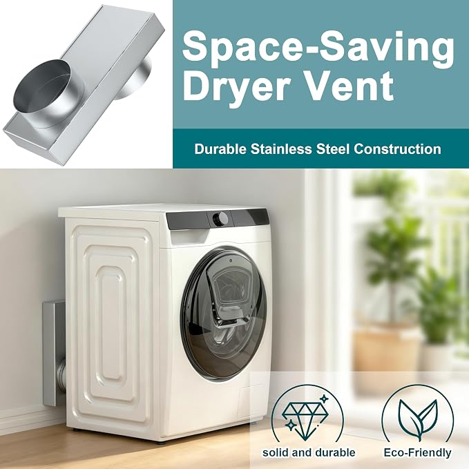 84049 Periscope Dryer Vent, Upgraded Stainless Steel Adjustable 0-5" Telescoping Dryer Vent Adapter, Ultra Slim & Flat Low Profile Design-Space-saving Replacement Vents (Silver)