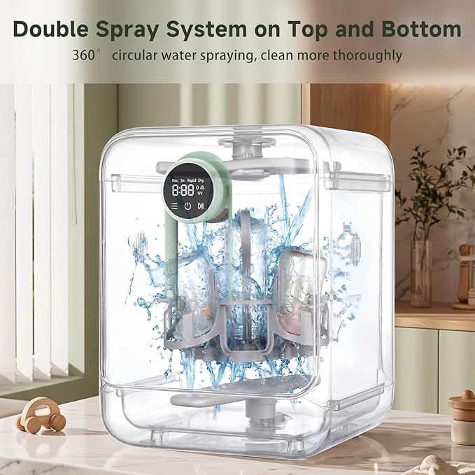 IAGREEA Baby Bottle Washer, Sterilizer and Dryer, All-in-One Pro Cleaning Machine for Bottles, Pump Parts & Baby Essentials, Effortless Care, Replaces Hand Washing, BPA-Free, 72-Hour Storage