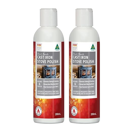 Black Beauty Cast Iron Stove Polish Restore That, Black Satin Finish Provides Ongoing Protection Against Flaking, Rusting and Pitting 2 x 6.7 Fl oz