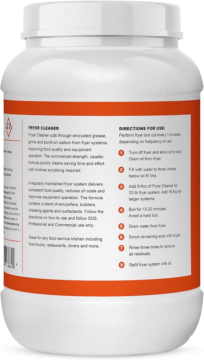 Fryer Cleaner - 8-lbs (Pack of 2) - Fryer Boil Out - Contains 42 Cleanings - Concentrated Powder - Commercial Strength - Removes Burnt On Organics - Deep Fryer Cleaner