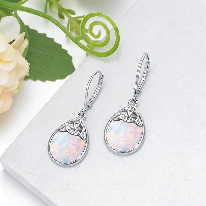 PELOVNY Celtic Knot Filigree Earrings for Women 925 Sterling Silver Moss Agate/Birthstone Infinity Earrings Birthday Christmas Jewelry Gifts for Mom Daughter Wife Sister