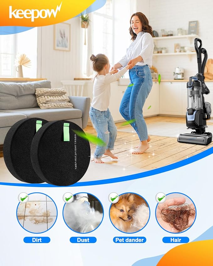 KEEPOW 3774F Vacuum Filters Compatible with Bissell 3774F 39883 3418 3415 3402 3404 3774 3774G 3775 3409 Pet Hair Eraser and PowerLifte Upright Vacuums, Part # 1635630 & 1635629, 2 Pack