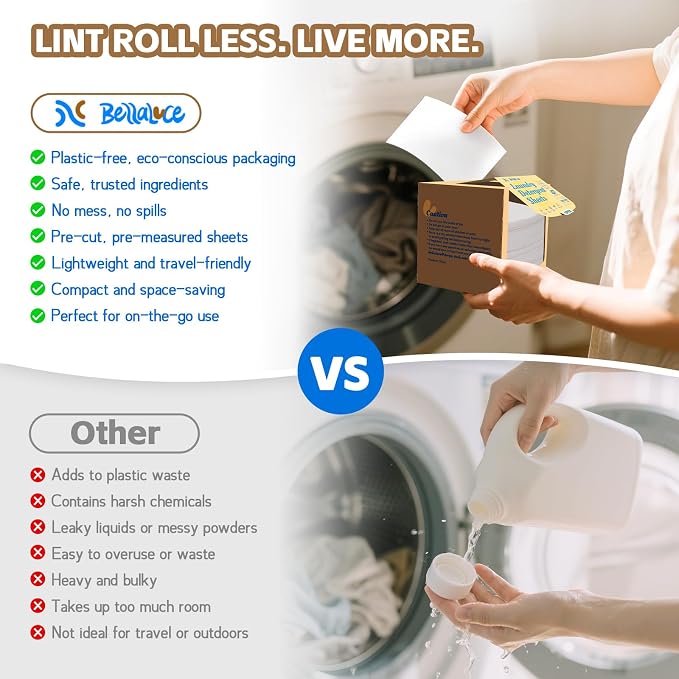 BellaLuce Laundry Detergent Sheets - Santal Scent, 400 Loads | Plastic-Free Laundry Detergent, Fast-Dissolving, Hypoallergenic Formula Laundry Sheets, Space-Saving for Home, Dorms & Travel