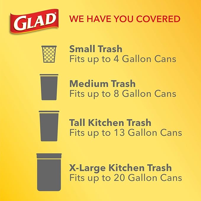 Glad Small Trash Bags - 4 Gallon - 30 Count (Pack of 6)