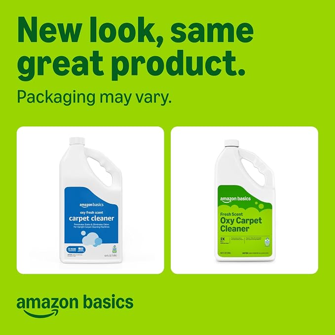 Amazon Basics Carpet Cleaner, Carpet Stain Remover, Fresh Scent, 64 fl oz, Packaging May Vary (Pack of 2)