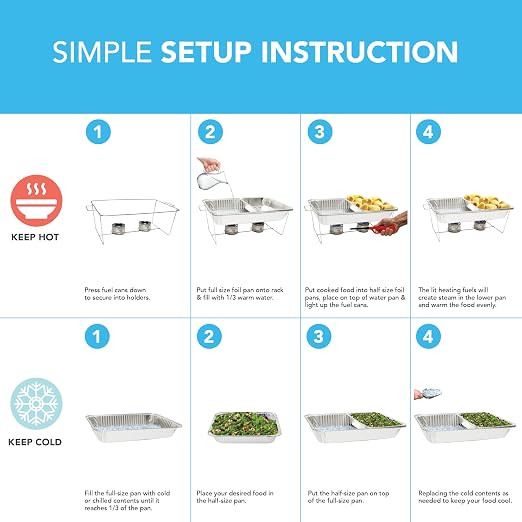 Party Essentials 33-Piece Complete Party Serving Kit with Chafing Racks, Water Pans, Food Pans, Methanol Fuel, Serving Utensils – All-in-One Buffet Set for Catering, Events & Entertaining - UPK-33*