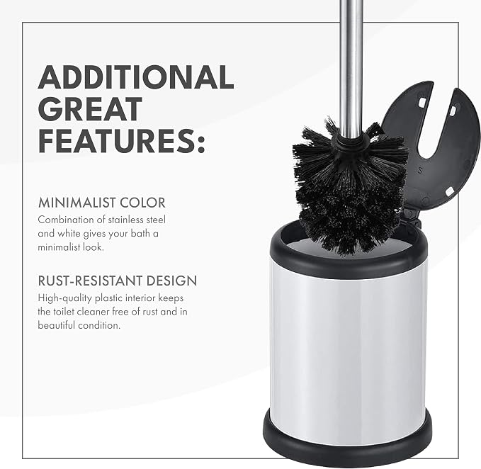 ToiletTree Products Toilet Brush with Lid (White 2 Pack)