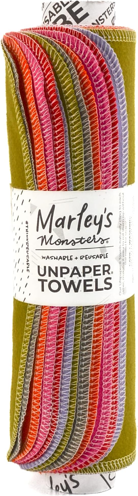Marley's Monsters UNpaper Towels - 12 Count roll, Reusable Paper Towels Cotton, Tree Free (Volcano)
