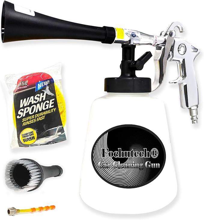 Car Detailing Kit Car Interior Cleaner Turbo Car Cleaning Gun Pro & at Home Interior Car Cleaning Supplies Kit for Upholstery Carpet Seat Headliner, Pressure Sprayer, Air Compressor Needed