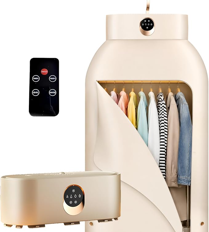 Portable Clothes Dryer, Folding Travel Dryer for Up to 12 Clothes | Includes Portable dryer for clothes, remote control, compact foldable design, ideal for apartments RV hotels & travel