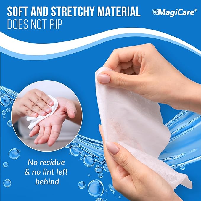 MagiCare 75% Large Alcohol Wipes (2, 100ct Canisters, 200ct) - Hand Sanitizer Wipes, Unscented Hand Wipe, Cleaning, Sanitizing Wipe - Home, Office, Classroom, Car, Camping