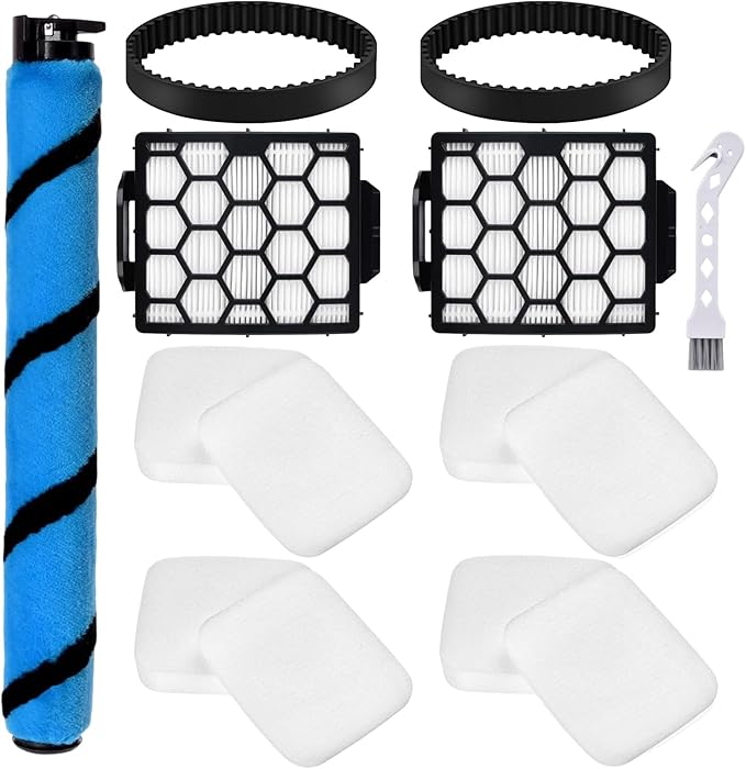 Anewise Filter Brush Belt Replacement Parts for Shark UV850 Performance Lift-Away ADV DuoClean PowerFins Upright Vacuum, 1 Brush Roll+2 HEPA +4 Filters+2 Belts, Part #1483FC2000 & XHF320 & XFFK602UKT