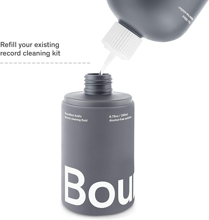 Boundless Audio Record Cleaning Solution - 17oz Extra Large Vinyl Record Cleaner Fluid Spray Bottle & Refill Nozzle